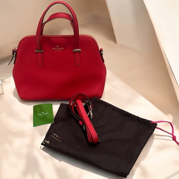 Kate Spade Red Leather Purse Crossbody Straps and Dustbag Included - Picture 1 of 8